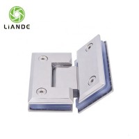 Hongan square bevel mirror glass cabinet door shower door pivot hinge for 8-12mm glass 135 degree bathroom glass clamp