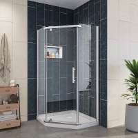 SALLY 6mm  In Modern Bathroom Hinged Pivot Shower Door, New Angle Frameless Corner Shower Kit With SAA Certificate